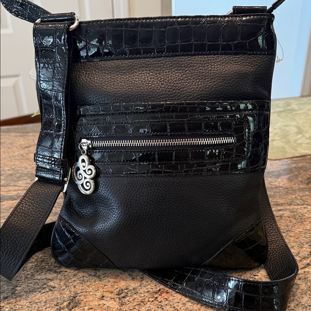 Brighton Black Textured Crossbody Bag